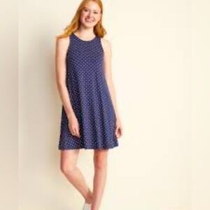 Old Navy Navy Blue Diamond Print Sleeveless Swing Mini Dress Medium Petite
